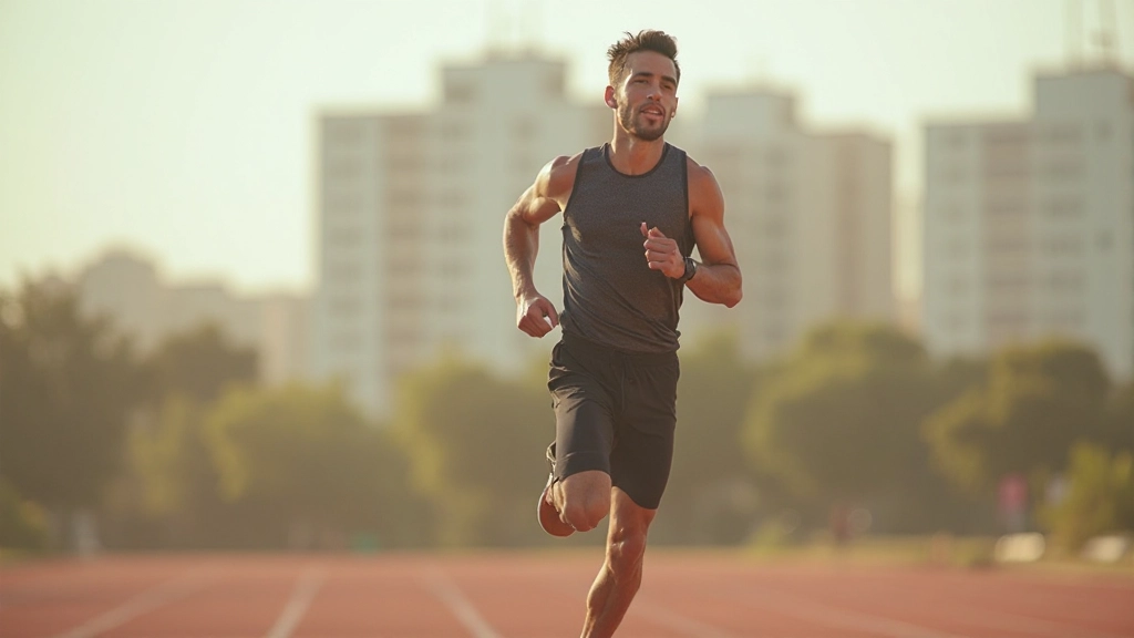 عداء يمارس الركض على مسار في الهواء الطلق
