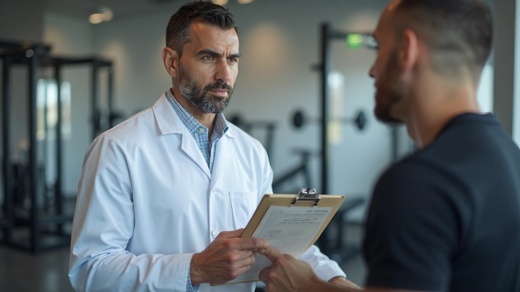 مدرب تغذية رياضية يقدم استشارة غذائية لرياضي