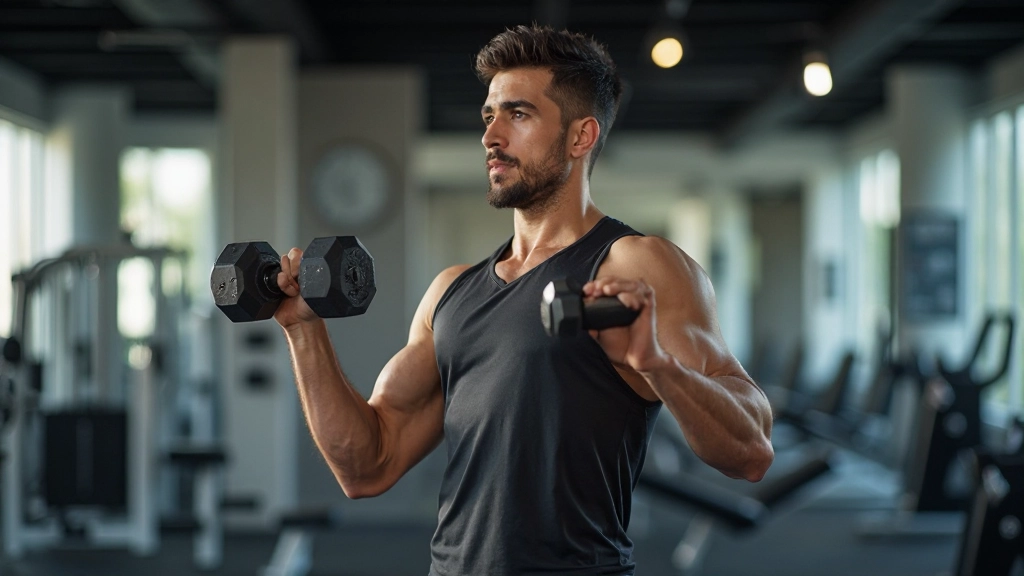 مدرب رياضي يوضح تمارين القوة الأساسية مع عميل في الصالة الرياضية